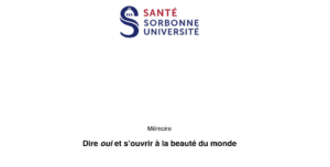 Photo de la page de couverture du mémoire de Marcella, sophrologue, réalisé à l'université Sorbonne